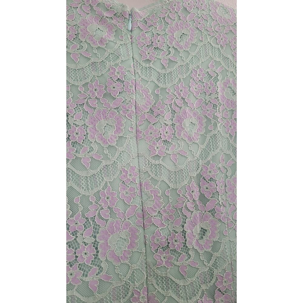 Tahari ASL Lace Dress Size 12 Mint Green Lavender Floral Fit & Flare Tea Party - Picture 9 of 9